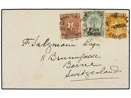 3958 LIBERIA. 1894. <B>2c.</B> Orange Yellow Postal Stationery Envelope To SWITZERLAND, Up-rated With 1892-96 <B>1c. </B - Andere & Zonder Classificatie