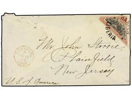 3960 LIBERIA. 1897. Cover To USA Franked By Single 1894 Triangular <B>5c.</B> Red & Black (fault) Tied By <B>HARPER</B>  - Autres & Non Classés