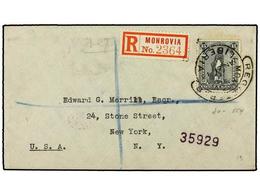 3968 LIBERIA. 1913. <B>15 Cts.</B> Grey Tied By <B>REGISTERED/MONROVIA/LIBERIA</B> Datestamp, Addressed To NEW YORK.<B>  - Other & Unclassified