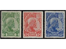 3977 * LIECHTENSTEIN. Mi.1/3x. 1912. Complete Set, Hinged. Michel.180?. - Other & Unclassified