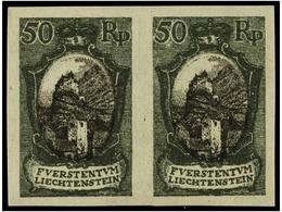 4004 (*) LIECHTENSTEIN. Mi.58 (2) PK. 1921. <B>50 Rp.</B> Imperforate <B>PROOFS</B>, Pair. Original Printed Colours. - Sonstige & Ohne Zuordnung