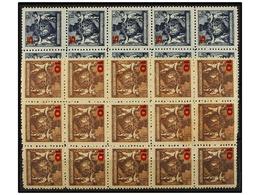 4009 ** LIECHTENSTEIN. Mi.61B/62B. 1924. Complete Set, Perf. 12 1/2. Block Of 15, Never Hinged. Michel.900?. - Sonstige & Ohne Zuordnung