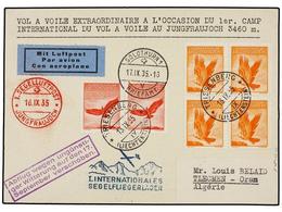 4051 LIECHTENSTEIN. 1935 (13-IX). TRIESENBERG A TLLECMEN (Algeria). Vuelo Especial, Marca En Azul, Al Dorso Llegada. - Other & Unclassified