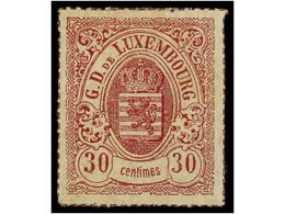 4057 * LUXEMBURGO. Mi.21. 1867. <B>30 Cts. </B>red Lilac, With Original Gum. Very Fine. Cert. H. DEMUTH. Michel.1.500?. - Sonstige & Ohne Zuordnung