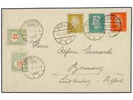 4065 LUXEMBURGO. 1930. KOLN (Alemania) A BONNEVOIE (Luxemburgo). <B>3 Pf., 5 Pf. Y 10 Pf.</B>, Tasada A La Llegada Con S - Otros & Sin Clasificación