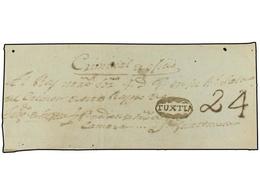 4071 MEXICO. (1800 CA). FRENTE DE PLICA JUDICIAL Circulada A GUATEMALA. Marca <B>TUXTLA</B> En Tinta De Escribir Y Tasa  - Sonstige & Ohne Zuordnung