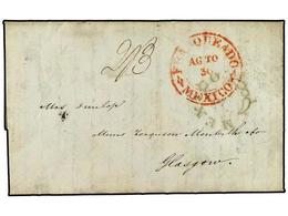 4098 MEXICO. 1841 (Aug 28). Long Entire Letter From MEXICO CITY To GLASGOW With Fine Red <B>FRANQUEADO-MEXICO</B> Despat - Sonstige & Ohne Zuordnung