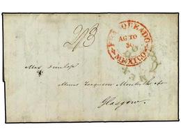 4098 MEXICO. 1841 (Aug 28). Long Entire Letter From MEXICO CITY To GLASGOW With Fine Red <B>FRANQUEADO-MEXICO</B> Despat - Andere & Zonder Classificatie