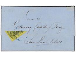 4120 MEXICO. Sc.9a. 1861 (Jun 2). (Guadalajara). Cover To SAN LUIS POTOSÍ At 2 Real Rate Franked By Diagonally Bisected  - Sonstige & Ohne Zuordnung