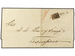 4124 MEXICO. Sc.11b. 1861. ZACATECAS A TAMPICO. Circulada Por Tierra Hasta Veracruz Con 1/4 De Sello De <B>8 Reales</B>  - Otros & Sin Clasificación