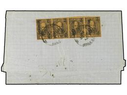 4141 MEXICO. 1870. Entire To Mexico City Franked, On Reverse, (will Open Out) Imperf Strip Of Four <B>6 Cent</B>., Thick - Other & Unclassified