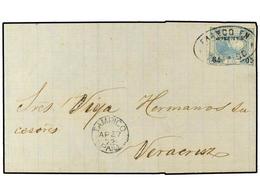 4147 MEXICO. Yv.50. 1872. TAMPICO A VERACRUZ. <B>12 Ctvos.</B> Azul. Circulada Por El Correo Inglés. Fechador Redondo <B - Other & Unclassified