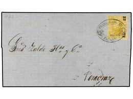 4149 MEXICO. Sc.96. 1873. PAPANTLA A VERACRUZ.<B> 50 Cts.</B> Amarillo, Mat.<B> FRANQUEADO EN/PAPANTLA</B> (Sach. 691).  - Sonstige & Ohne Zuordnung