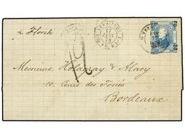 4151 MEXICO. 1874. VERACRUZ A FRANCIA. <B>12 Ctvos.</B> Azul. Fechador Octogonal Marítimo Francés <B>VERACRUZ/PAQ. FR. B - Other & Unclassified