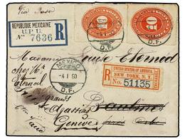 4165 MEXICO. Sc.187 (3). 1890. MÉXICO A SUIZA. <B>10 Ctvos.</B> Rojo (2) (rotura Del Sobre Que Afecta A Un Sello). Carta - Sonstige & Ohne Zuordnung