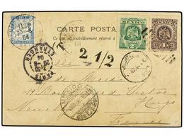 4171 MEXICO. Sc.304, 305. 1904. MÉXICO A FRANCIA. <B>1 Ctvo. </B>lila Y <B>2 Ctvos.</B> Verde. Tasada A La Llegada Con S - Other & Unclassified