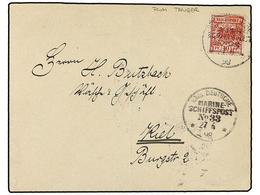 4188 MARRUECOS. 1898 (June 27). Cover From TANGIER To KIEL (Germany) Franked By 1888 <B>10pf.</B> Carmine Tied By <B>KAI - Other & Unclassified