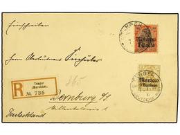 4195 MARRUECOS ALEMAN. 1911 (July 7). <B>TANGIER. </B>Registered Cover To BERNBURG Franked By Gothic 1906 <B>3cs. On 3pf - Other & Unclassified