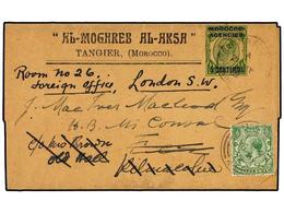 4200 MARRUECOS INGLES. 1918. <B>5 C.</B> Green On Buff Stationery Newspaper Wrapper Used To FEZ Cancelled <B>TANGIER</B> - Autres & Non Classés