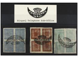 4219 ° NEPAL. Mi.25, 29, 33. 1917-20. <B>1 Anna</B> Grey Blue, <B>2 Annas</B> Deep Carmine And <B>4 Annas</B> Yellow Gre - Other & Unclassified