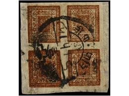 4230 ° NEPAL. Mi.30 (4). 1928. <B>2 Annas</B> Brown. Block Of Four With <B>CHISAPANI</B> Postal Cancel. - Other & Unclassified