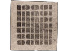 4243 (*) NEPAL. Sg.34 + 34d. 1929-30. <B>1/2 Anna</B> Black, Setting 14. Complete Imperforated Sheet Of 56 (8x7) With In - Autres & Non Classés