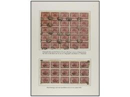 4251 NEPAL. Mi.49. 1935-42. Page Of Album With Blocks Of Fifteen And Twenty Five Stamps Of <B>16 Pice</B> Violet Wit Tel - Sonstige & Ohne Zuordnung