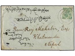 4273 NEPAL. 1915 (7.5). BOMBAY To KATHMANDU. <B>1/2 Anna</B> Green Indian Stamp Tied By <B>NEPAL</B> Cds. On Arrival. - Other & Unclassified