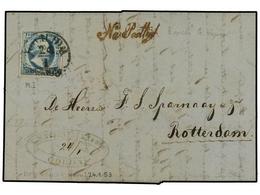 4335 HOLANDA. 1853 (Jan 24). Entire Letter From Gouda To Rotterdam Bearing Fine 1852 Plate I <B>5c</B>. Blue Tied By <B> - Autres & Non Classés