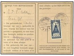 4355 HOLANDA. 1923 (Sept 19). Kantoor Addvice Booklet Franked With Scarce 1923 Top Value <B>5 G.</B> Dark Blue Tied By < - Other & Unclassified