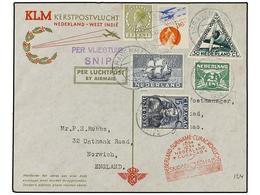 4356 HOLANDA. 1934 (8-X). GRAVENHAGE To CURAÇAO. <B>FIRST FLIGHT</B> Redirected To England With Curaçao <B>15 Cts.</B> B - Other & Unclassified
