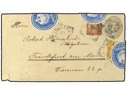 4366 INDIA HOLANDESA. 1897. <B>12 1/2 C.</B> Grey Stationery Envelope Used To FRANKFURT And Up-rated With Additional 188 - Otros & Sin Clasificación
