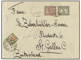 4372 INDIA HOLANDESA. 1929. MEDAN To SWITZERLAND. <B>5 Cts. </B>green And <B>10 Cent.</B> Lilac, Taxed On Arrival With S - Sonstige & Ohne Zuordnung