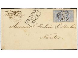 4385 SURINAM. 1895. PARAMARIBO A FRANCIA. <B>25 Cts.</B> Azul (2), Marca<B> SURINAME/VIA/HAVRE.</B> MAGNÍFICA. - Otros & Sin Clasificación