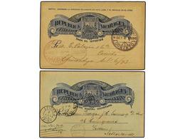 4403 NICARAGUA. 1893. 2 Enteros Postales De <B>2 Ctvos.</B> Azul Y <B>3 Ctvos.</B> Azul, Circulados En El Interior Y A H - Other & Unclassified