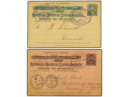 4405 NICARAGUA. 1898. Dos Enteros Postales De <B>2 Ctvos.</B> Verde Y <B> 3 Ctvos.</B> Negro S. Rosa Circulados En El In - Otros & Sin Clasificación