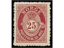 4412 * NORUEGA. Mi.83x. 1918. <B>25 Ore</B> Lilac. Thick Paper, Never Hinged. (Facit 113 2.500 Skr.). - Other & Unclassified