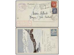4427 NORUEGA. 1904 (Aug 18). Colour Postcard Of Smeerenburg To Bergen, Sent Registered With Posthorn <B>10ö</B>. Carmine - Sonstige & Ohne Zuordnung