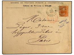 4461 PANAMA. 1887 (4-Enero). <B>PERIODO FRANCES.</B> Sobre De La Sociétè Des Travaux Publics, Isthme De Panama A COLON C - Andere & Zonder Classificatie