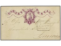 4489 PARAGUAY. 1882. TACUARAL? A ASUNCIÓN. Entero Postal De <B>2 Ctvos.</B> Violeta. - Otros & Sin Clasificación