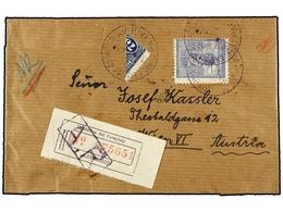 4499 PARAGUAY. 1930. Registered-AR Cover To AUSTRIA Franked By 1928 <B>10 P.</B> Ultramarine And Bisected Diagonally 191 - Andere & Zonder Classificatie