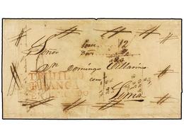 4511 PERU. 1829. TRUJILLO A LIMA. Envuelta. Marca <B>TRUJILLO/FRANCA/CERTIFICADO</B> En Rojo, Aspas En Las Esquinas Y Ta - Sonstige & Ohne Zuordnung