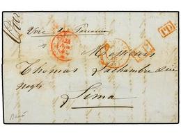 4519 PERU. 1846. BORDEAUX A LIMA. Fechador<B> PANAMA/*</B> En Rojo Estampado En Tránsito. RARO. - Other & Unclassified