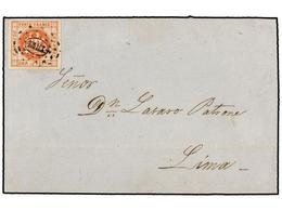 4535 PERU. Sc.8. 1859. TRUJILLO A LIMA. <B>1 Peseta</B> Rojo, Grandes Márgenes. Muy Bonita. - Sonstige & Ohne Zuordnung