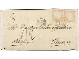 4550 PERU. Yv.8 (2). 1864. CALLAO A GENOVA. <B>1 Dinero</B> Rojo (2) Circulada Por El Correo Británico Matasellada Con L - Otros & Sin Clasificación