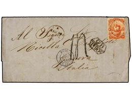 4565 PERU. Sc.17. 1868. CALLAO A GENOVA. <B>10 Ctvos.</B> Naranja, Mat. En Tránsito<B> ANGL/AMB. CALAIS,</B> Rarísimo So - Sonstige & Ohne Zuordnung