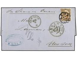 4567 PERU. Sc.18. 1869. LIMA A NEW YORK. <B>20 Ctvos.</B> Castaño. MAGNÍFICA. - Sonstige & Ohne Zuordnung