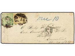 4586 PERU. 1872. CALLAO A USA. Circulada Con Sello De Perú De <B>1 Dinero</B> Verde Y Sello GB De <B>9 P.</B> Bister, Pl - Other & Unclassified