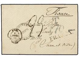 4591 PERU. 1876 (24 Enero). IQUIQUE A FRANCIA. Fechador De Iquique Y Marca Lineal <B>FRANCA</B> Indicando Que El Franque - Sonstige & Ohne Zuordnung