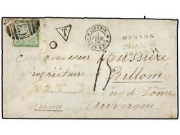 4592 PERU. 1876 (1 Febrero). LIMA A FRANCIA. <B>1 Dinero</B> Verde, Mat.<B> B.P.O. C-38</B> De Callao, Circulada Hasta P - Other & Unclassified